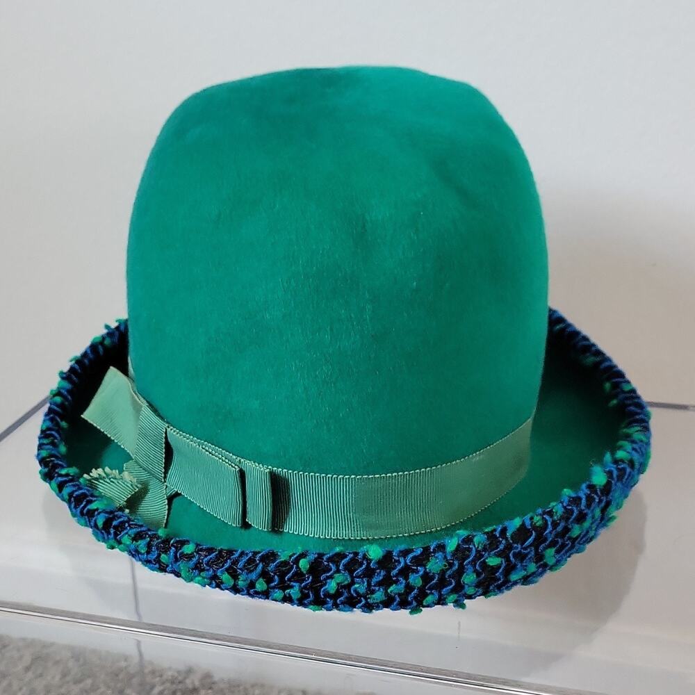Fairfield Felts Original 100% Wool Green Blue Vintage Hat GE 235622 Union Made